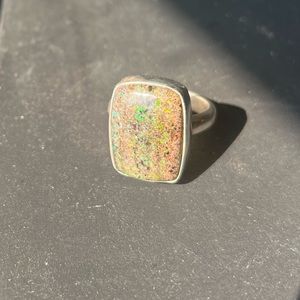 Australian Boulder Opal Set in 925 Sterling Silver (ring size 7-8) (orig $265)